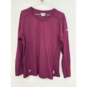 Ariat FR Work Shirt Women Large Malbec Burgundy V-Neck Long Sleeve 10032958